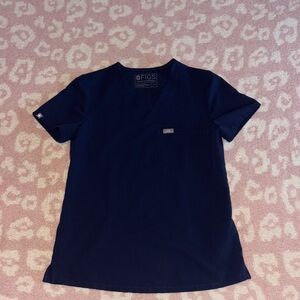 Figs Deep Blue V-Neck Scrub Top